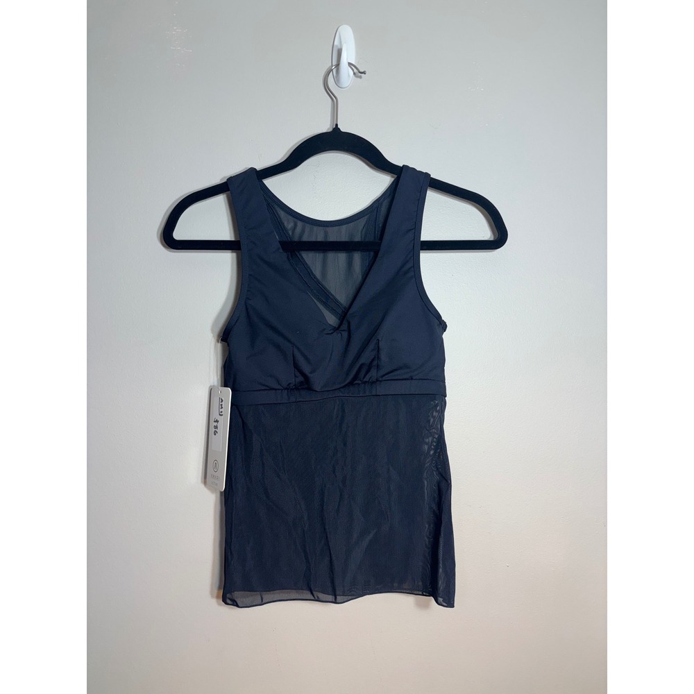 Amari Active Tidal Bra‎ Tank Midnight Navy Mesh Yoga Top B17002-MN XS NWT